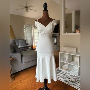 Club L London Off-Shoulder White Midi Dress